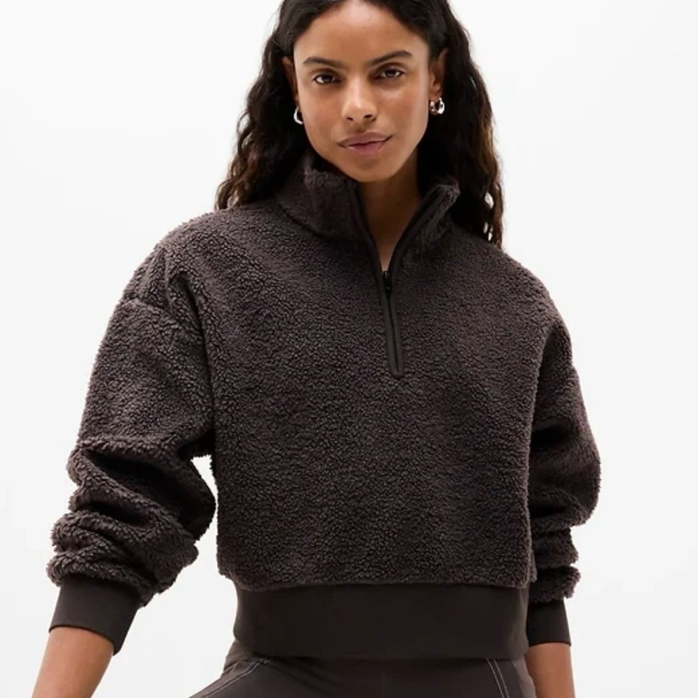 Athleta Brown Fleece Half Zip Sweatshirt